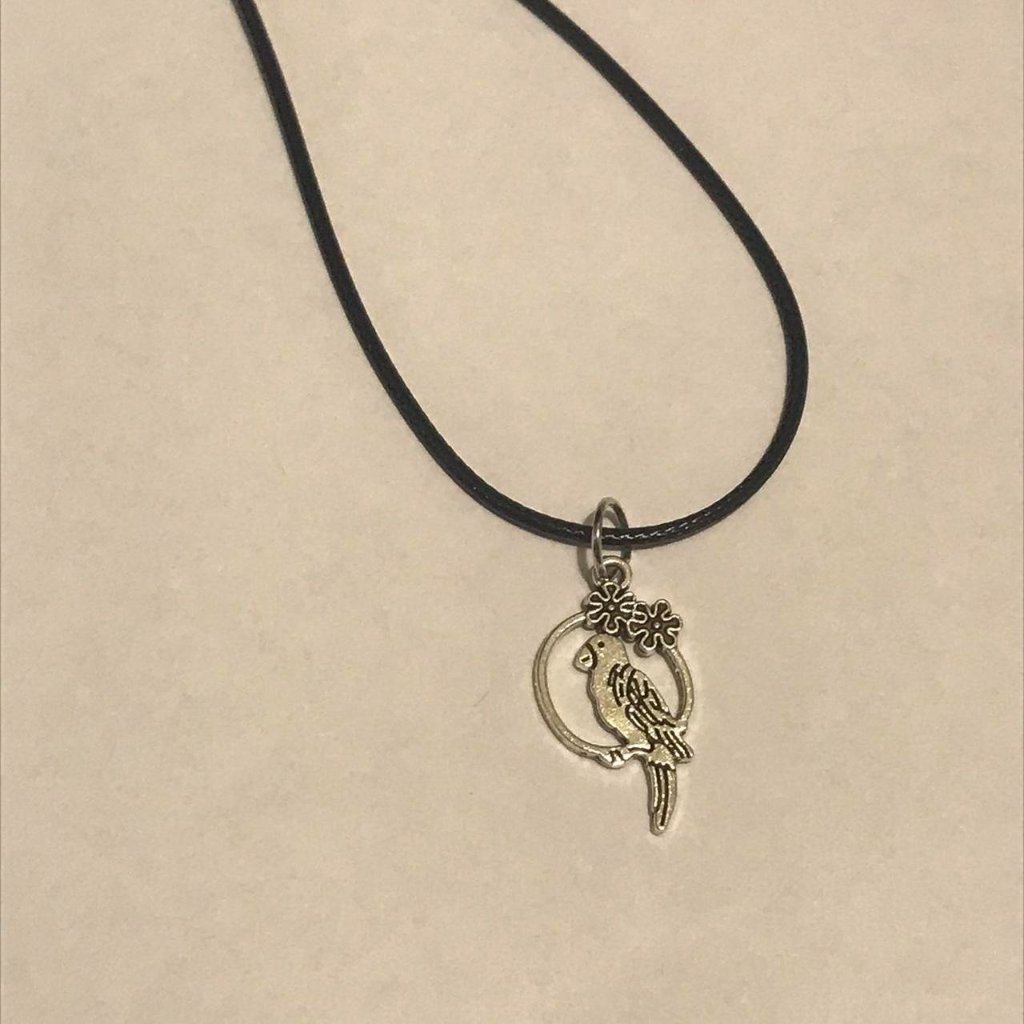 Silver 18 Inch Black Leather Rope Charm Fashion Necklace